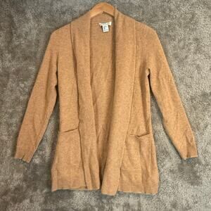 Rachel Zoe Camel Brown Cashmere Open Cardigan Sweater Longline PXS XS Petite